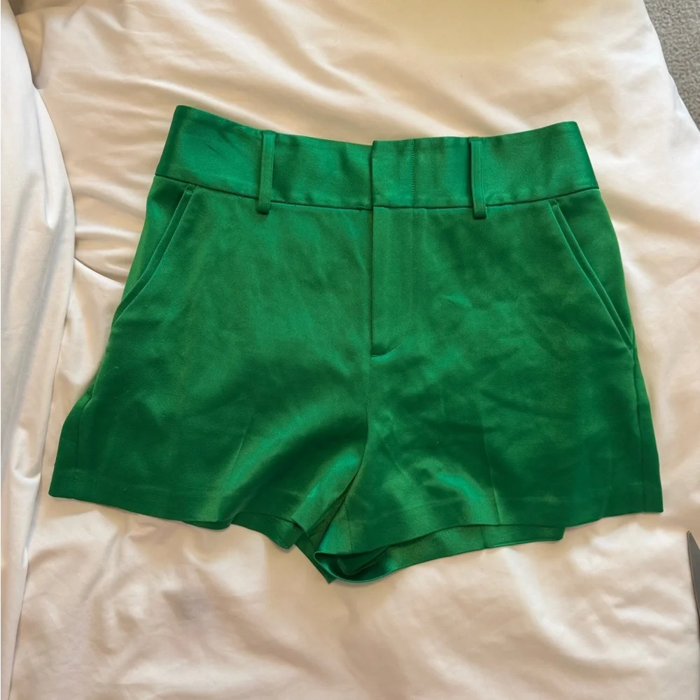 Alice + Olivia Emerald Green High-Waist Tailored Shorts
